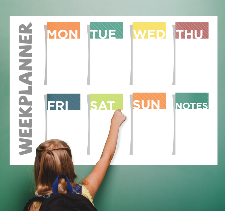 Valkotaulu seinätarra week planner - Tenstickers