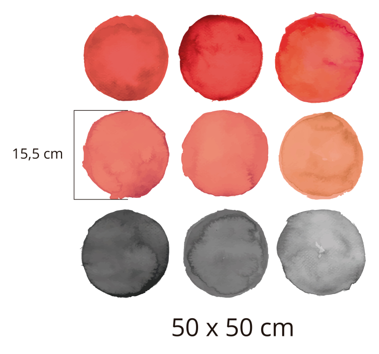 Harmaat ympyrät ja pantone koralli seinätarra - Tenstickers