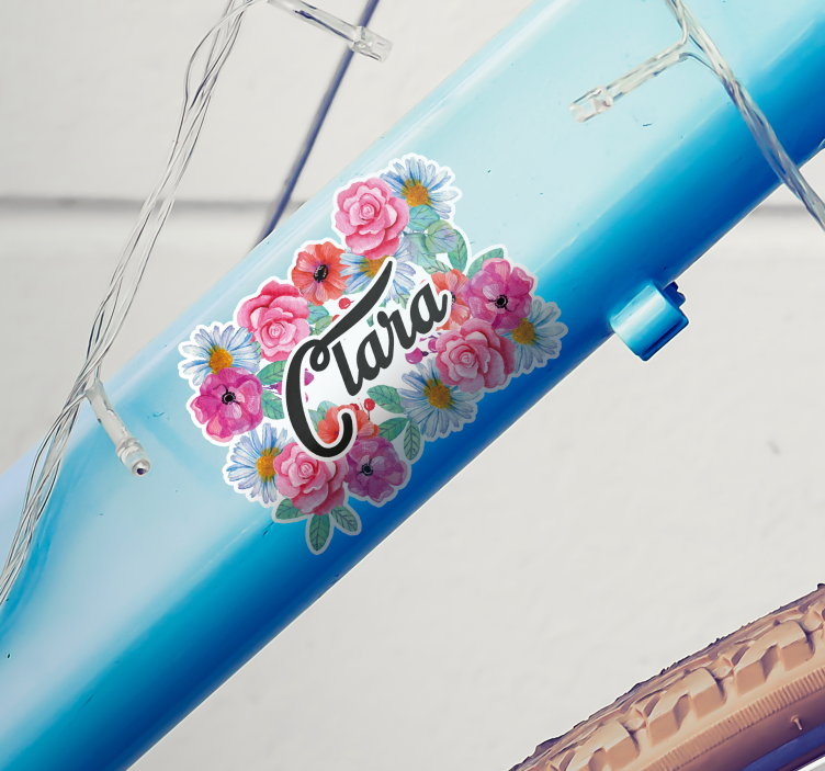 Kukkia muokattava nimi pyörätarra - Tenstickers