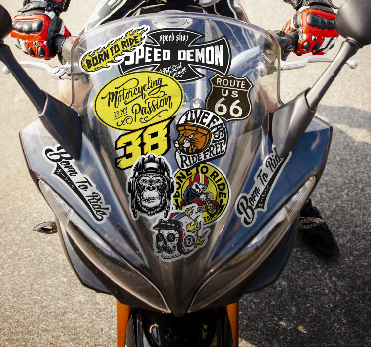 Alkuperäinen pommipaketti moottoripyörä tarra - Tenstickers