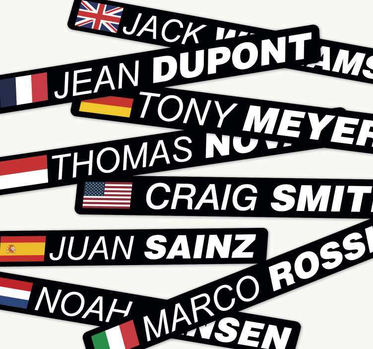 Maantiepyörä lipulla ja nimellä pyörätarra - Tenstickers