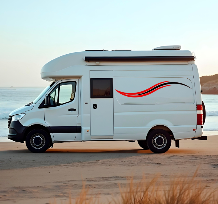 Aaltoilevat raidat asuntovaunu tarra - Tenstickers