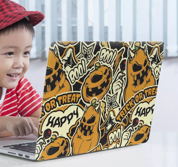 Pelottava aave kuvio halloween läppäritarra - Tenstickers