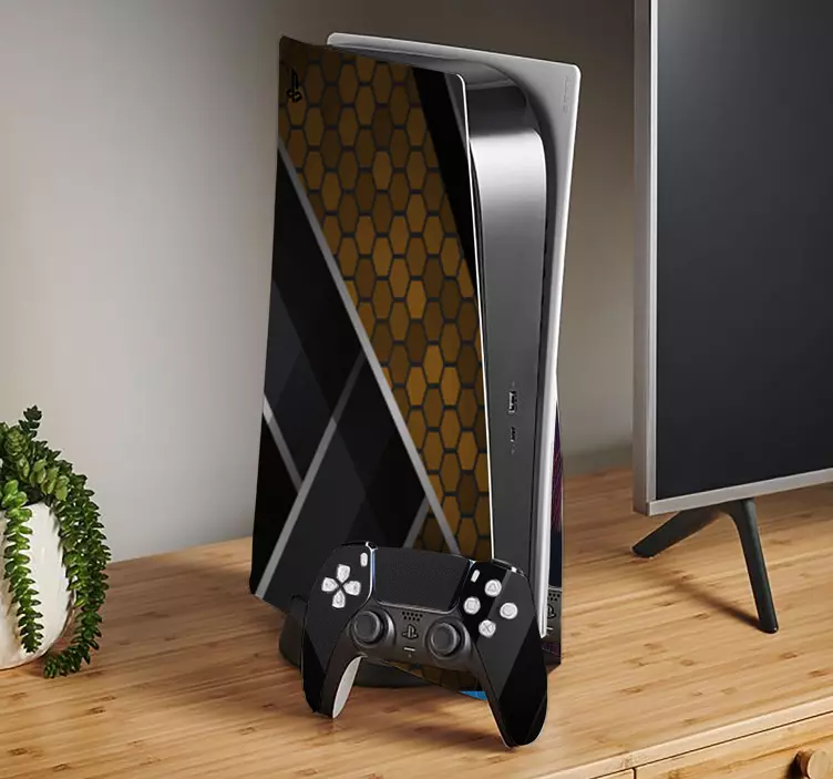 Abstrakti kultainen rakenne PS5 skin - Tenstickers