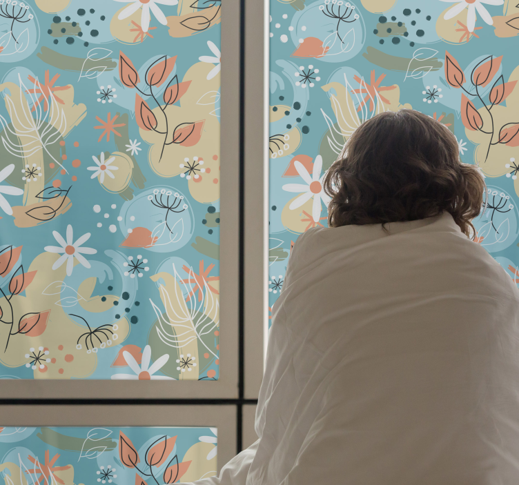 Abstrakti litteä kukka tausta Ikkunatarrat - Tenstickers