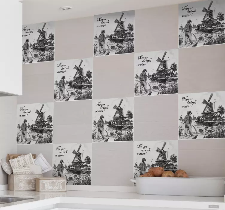 älä koskaan juo vettä kaakelitarra - Tenstickers