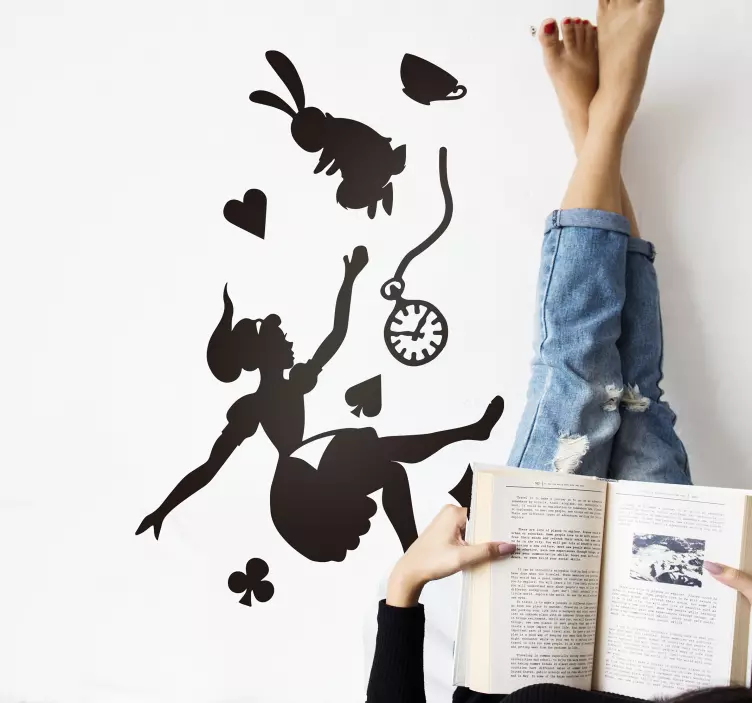 Alice ja valkoinen kanin satu tarra - Tenstickers