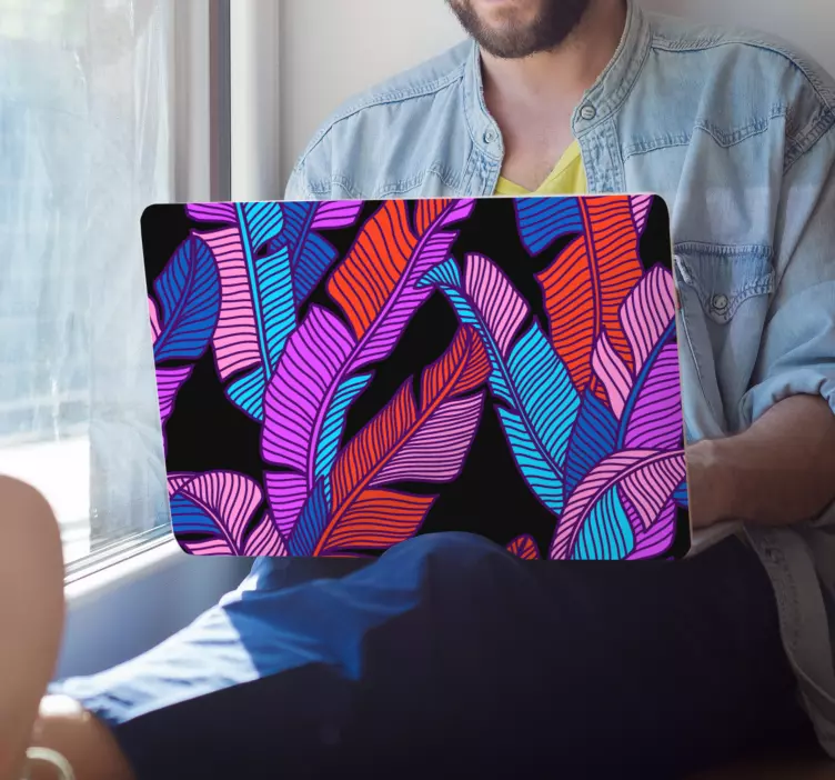 Alkuperäinen muotoilu roiskevista kasvikuvioista Läppäritarra - Tenstickers