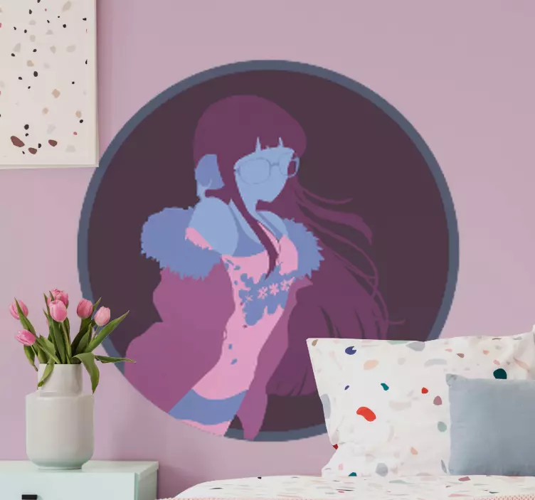 Anime lasit tyttö hahmotarra - Tenstickers