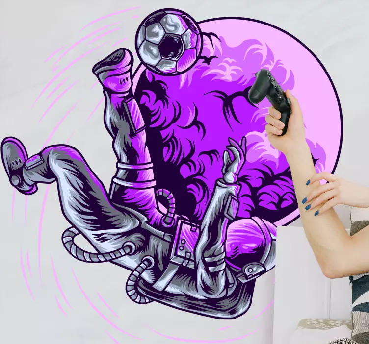 Astronautti potkaisee palloa seinätarra - Tenstickers