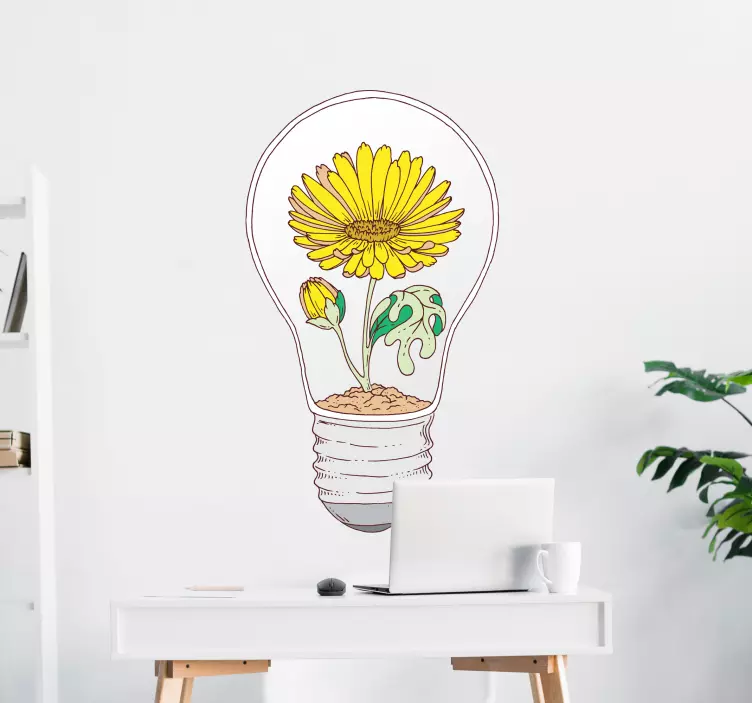 Auringonkukan lamppu Abstrakti tarra - Tenstickers