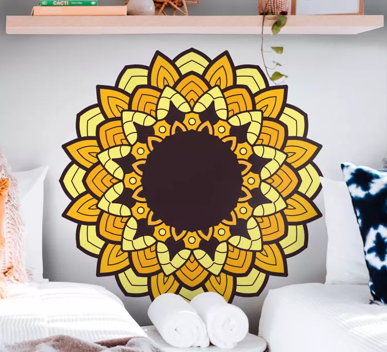 Auringonkukka mandala keltainen Ovitarra - Tenstickers