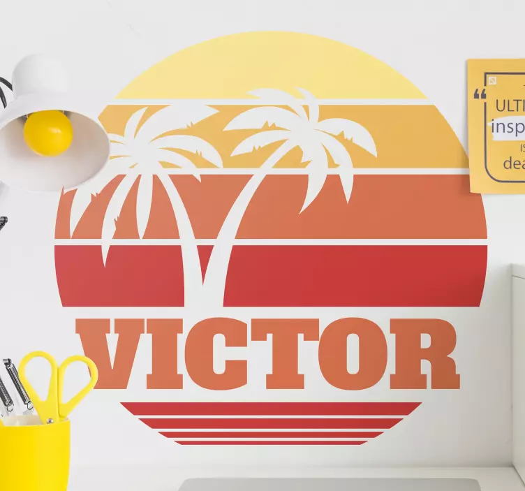 Auringonlasku palmut siluetti luontoaiheinen seinätarra - Tenstickers