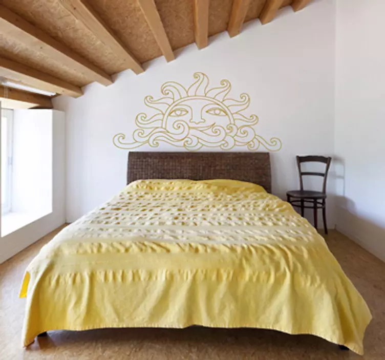 Aurinko ja aallot seinä tarra - Tenstickers