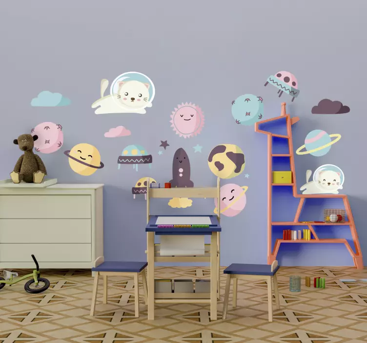 Avaruuslasten astronautit seinä tarra - Tenstickers