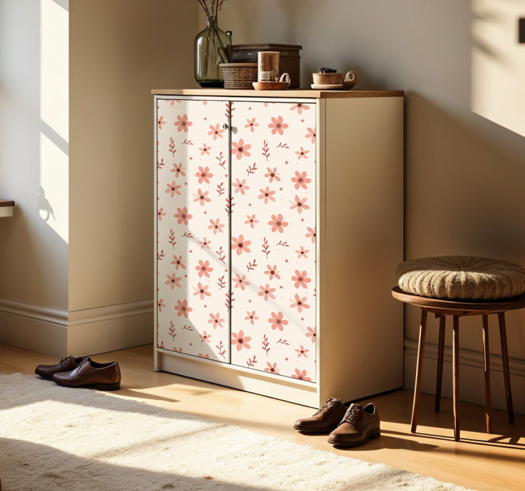 Beige kukkia huonekalutarra - Tenstickers