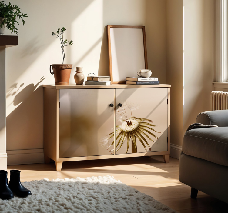 Beige voikukka huonekalutarra - Tenstickers