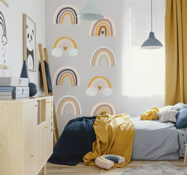 Boho sateenkaaret lastenhuone seinätarra - Tenstickers