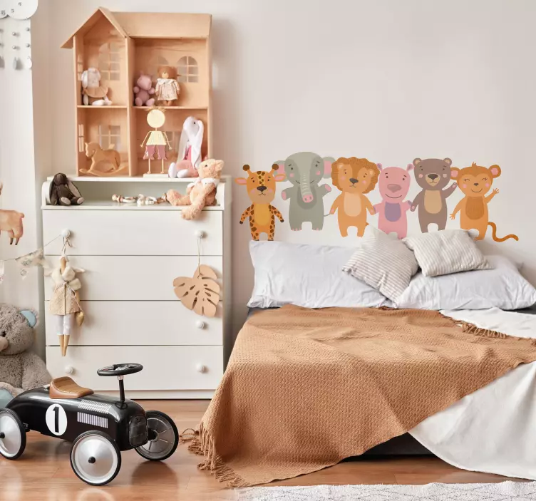 Cabecero dibujos animales villieläin seinätarra - Tenstickers