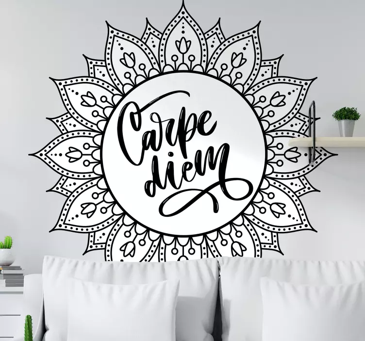 Carpe diem -inspiroiva lause mietelause seinätarra - Tenstickers