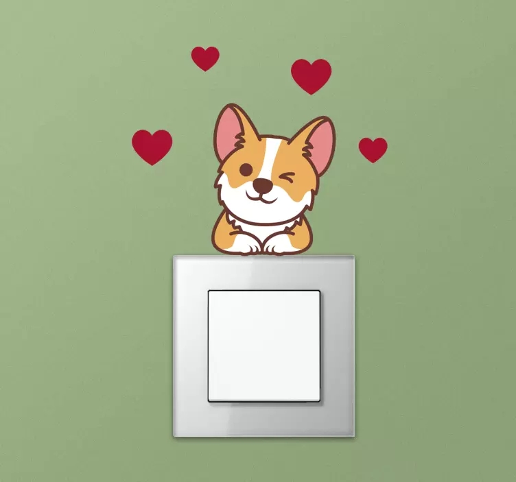 Corgi-valokytkimen seinä tarra - Tenstickers