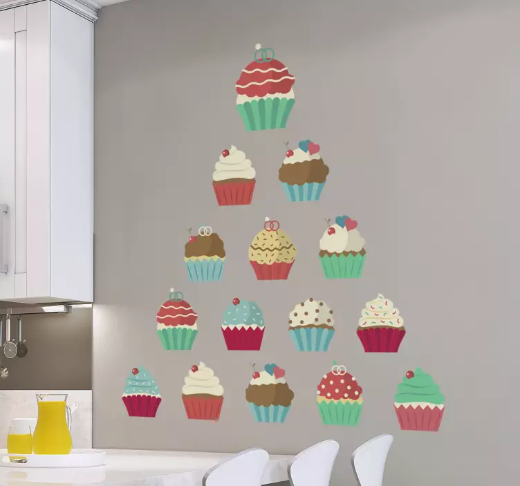 Cupcake-pyramidi muut tekstit seinätarra - Tenstickers