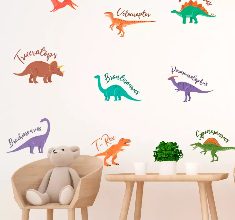 Dinosaurukset nimillä eläinseinän tarra - Tenstickers