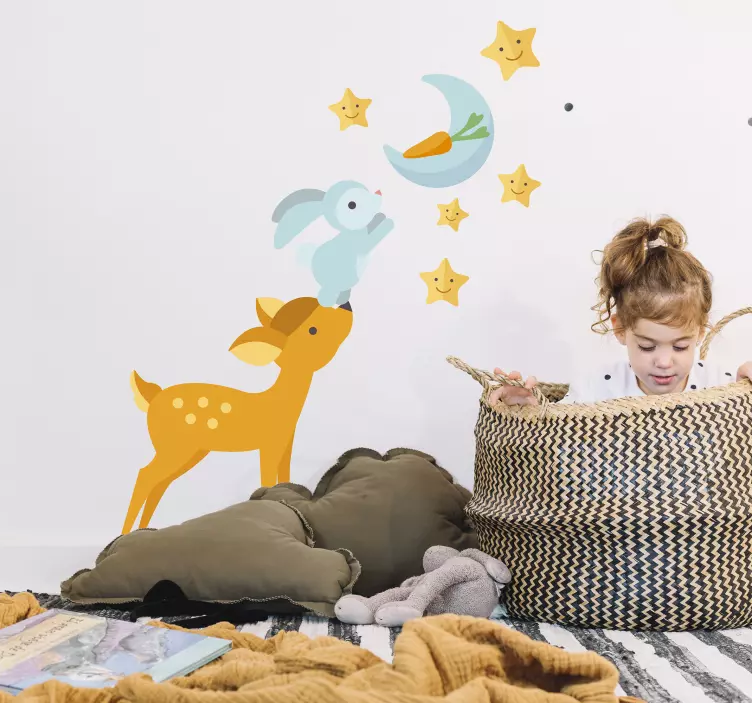 Eläimet tavoittavat kuun seinätarra - Tenstickers