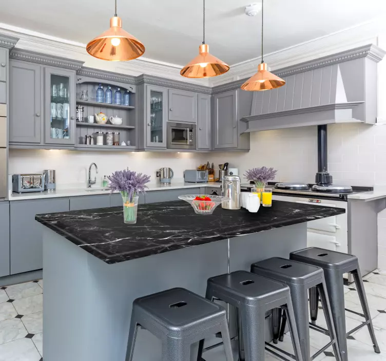 Encimera mármol negro tekstuuritarra - Tenstickers