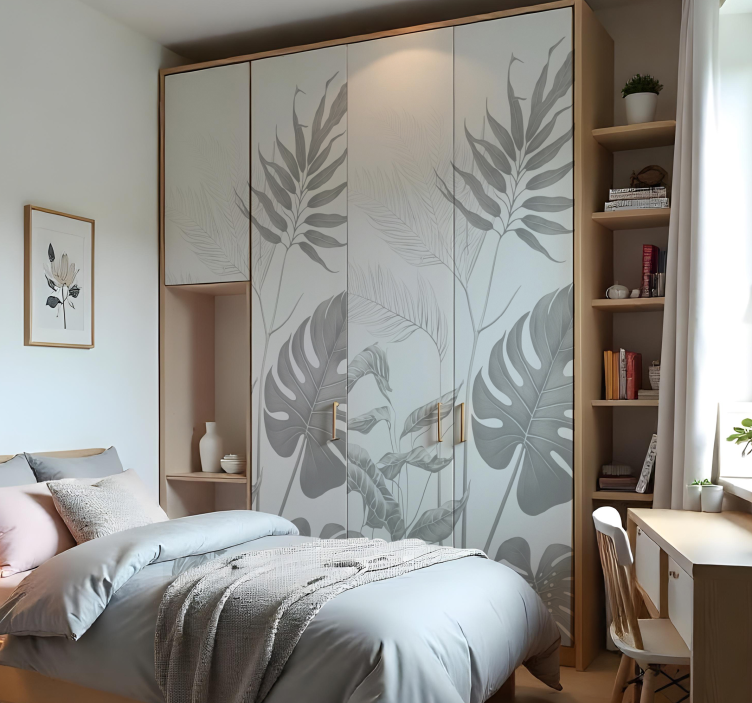 Mustavalkoisia kasveja huonekalutarra - Tenstickers