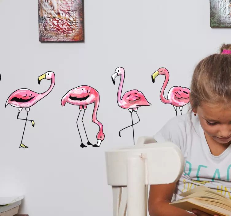 Flamingo kotiin seinätarra - Tenstickers