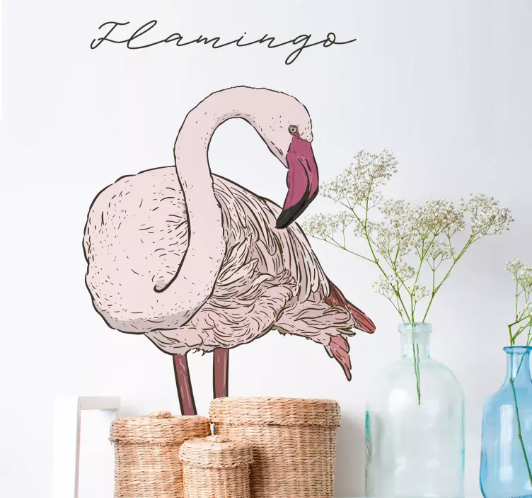 Upea flamingo olohuoneen seinätarra - Tenstickers