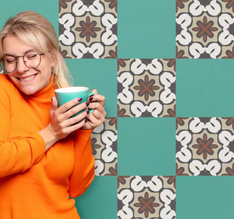 Geometrinen beige muotoilu dinosaurus tarra - Tenstickers