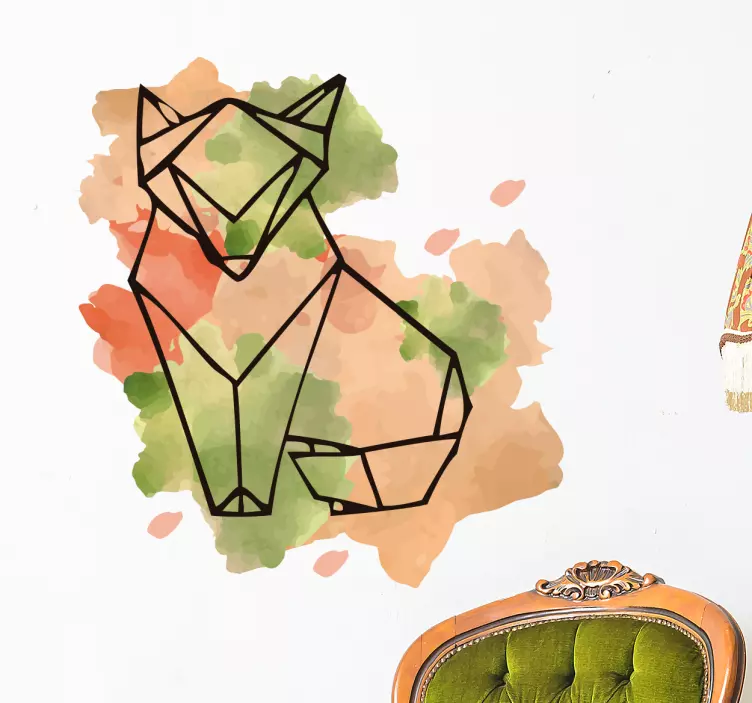 Värikäs kettu ja täplät Abstrakti tarra - Tenstickers