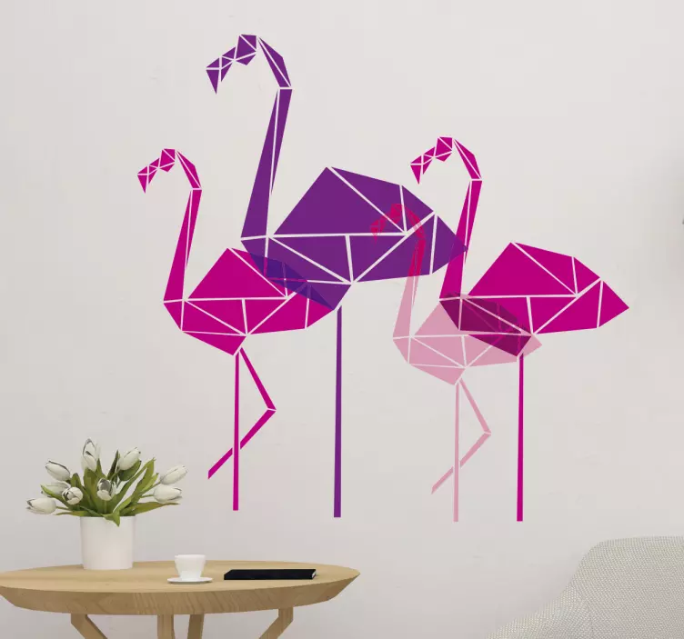 Geometriset flamingot sisustustarra - Tenstickers