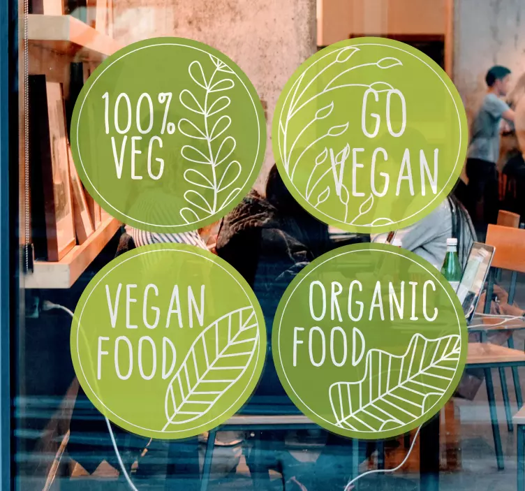 Go vegan food 100% vegaaninen ruoka tuotenäyteikkuna tarra - Tenstickers