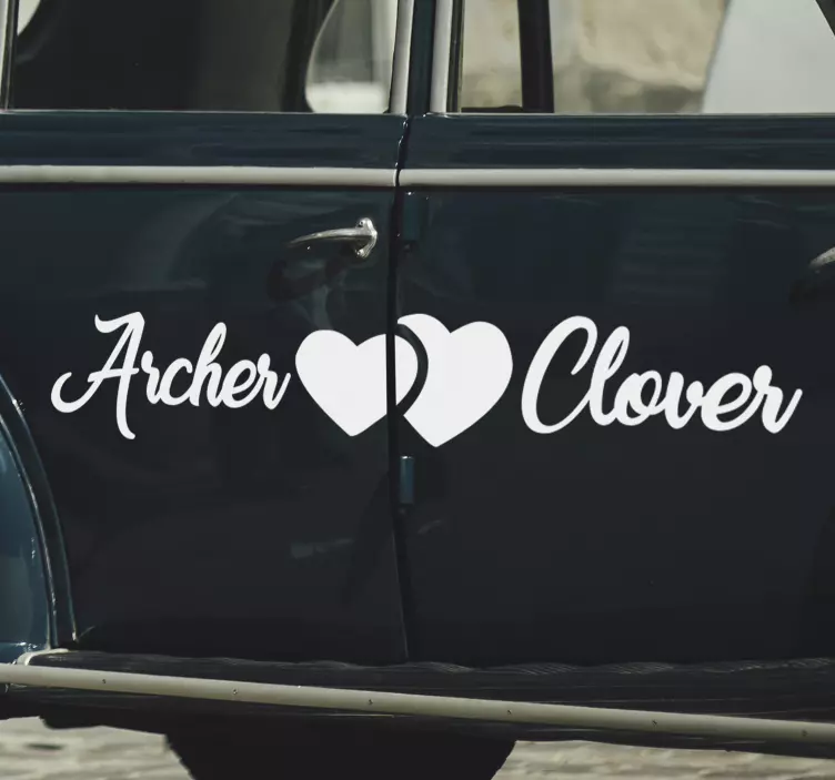 Hääauto tekstillä häätarra - Tenstickers