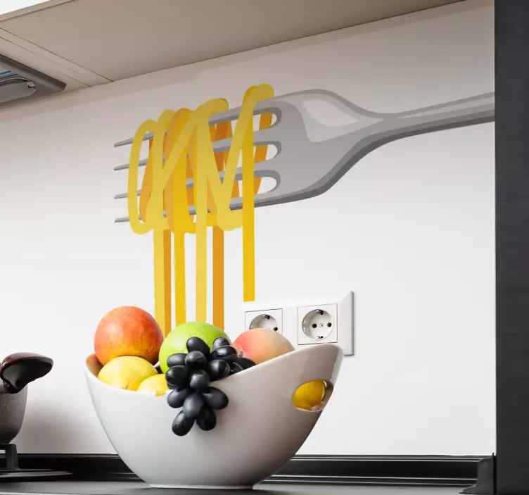 Haarukka spagettia sisustustarra - Tenstickers