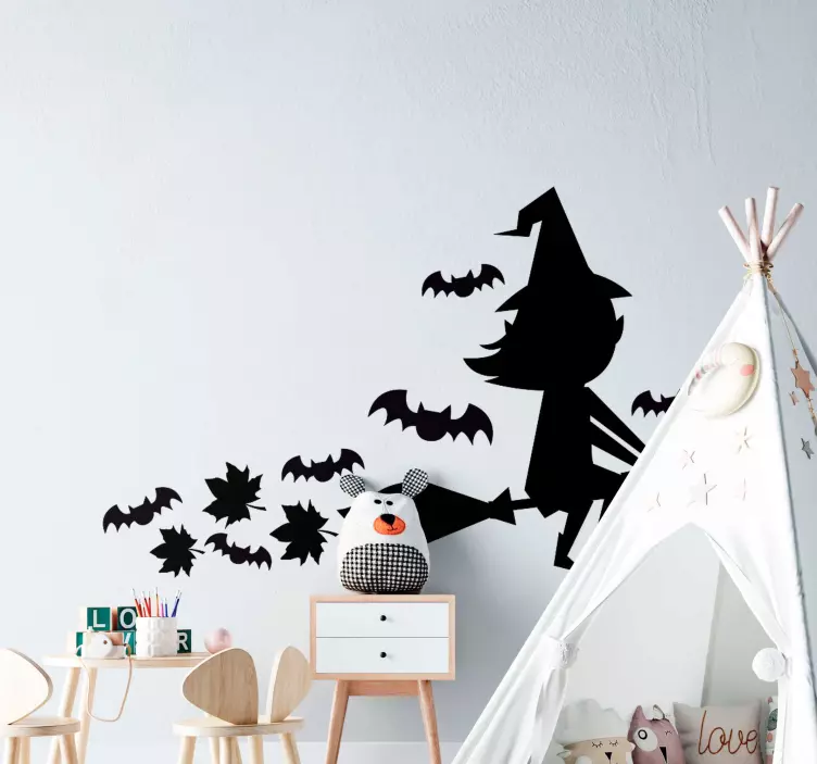 Halloween noita siluetti halloween tarrat - Tenstickers