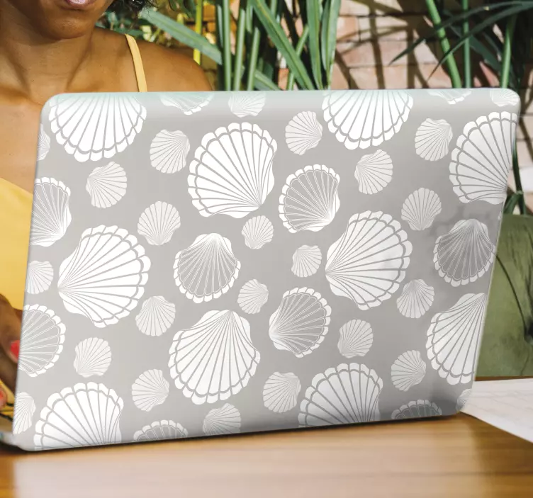 Harmaa ja valkoinen kuori kannettava tietokone tarra - Tenstickers