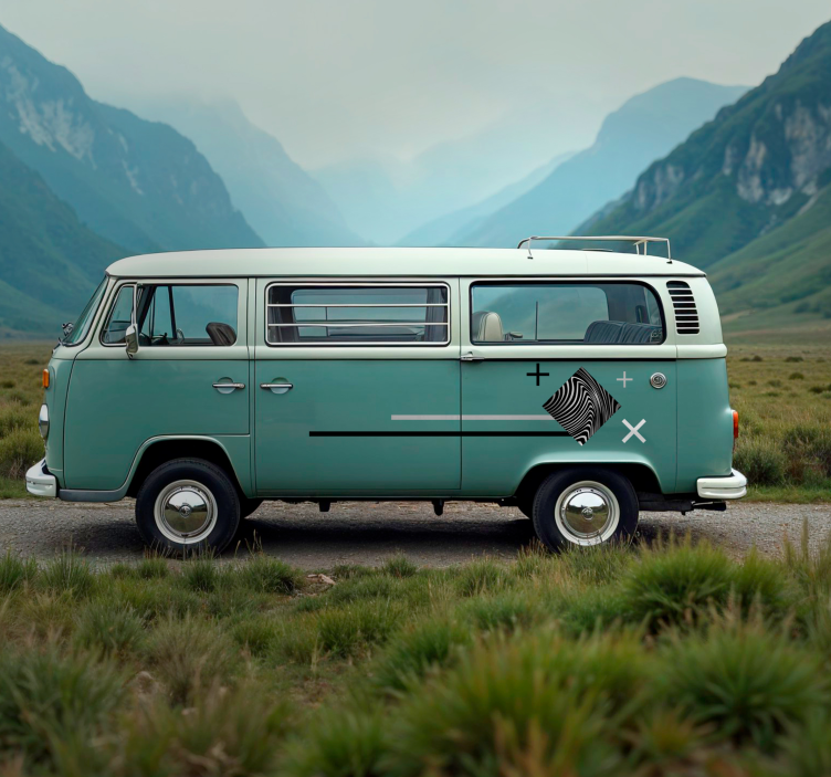 Harmaat raidat asuntovaunu tarra - Tenstickers