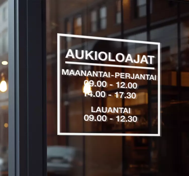 Henkilökohtainen myymälän aikataulu näyteikkunatarra - Tenstickers