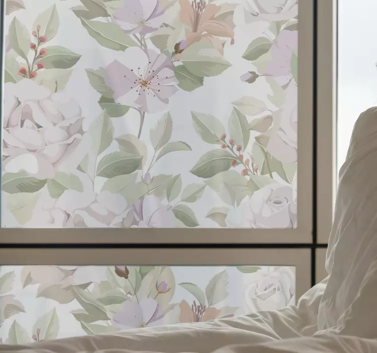 Herkkä kukka-asetelma ikkunatarra - Tenstickers