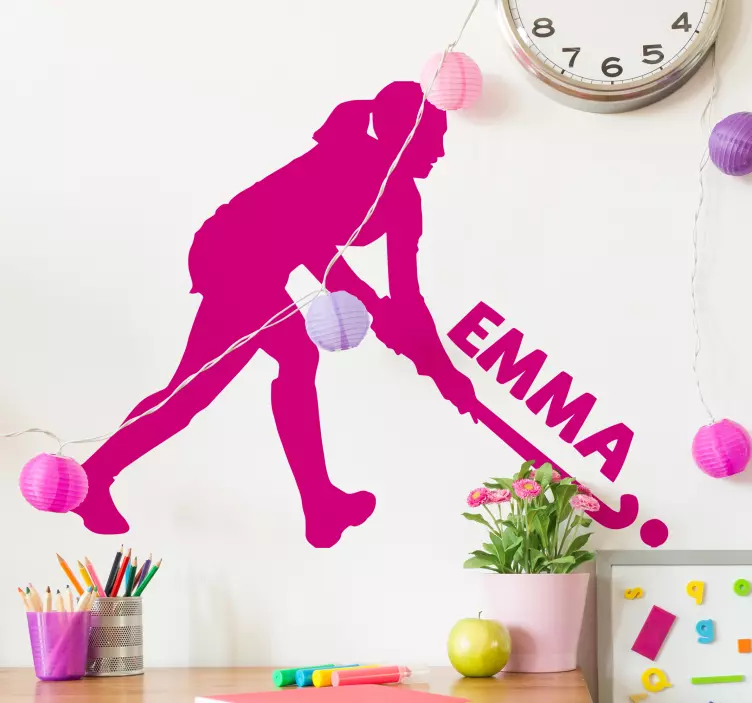 Hockey tyttö henkilökohtainen tarra - Tenstickers