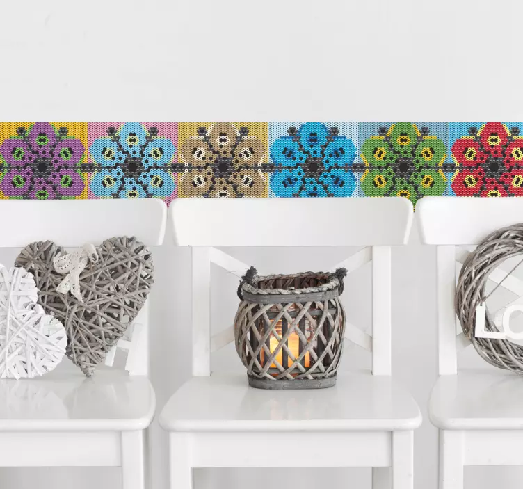 Huichol mandala seinän reunatarra - Tenstickers