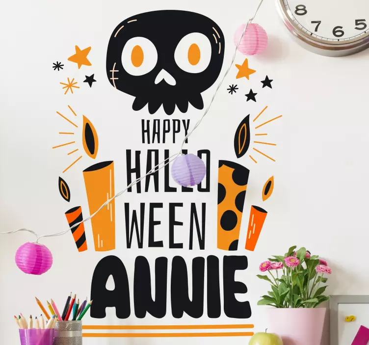 Hyvää halloweenia nimi halloween tarrat - Tenstickers