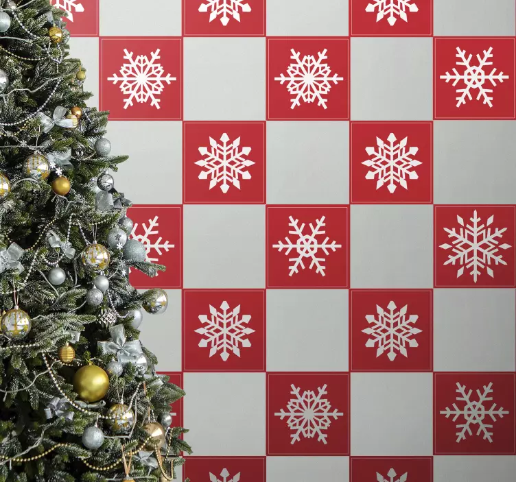 Ihana lumihiutale punainen kaakelitarra - Tenstickers