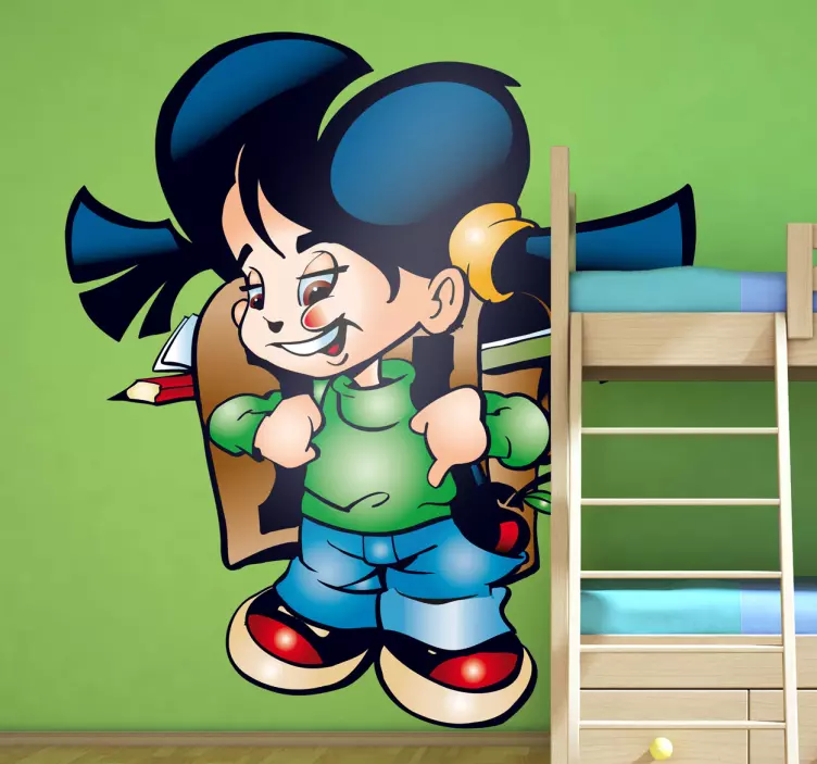 Iloinen koululainen seinätarra lastenhuone - Tenstickers