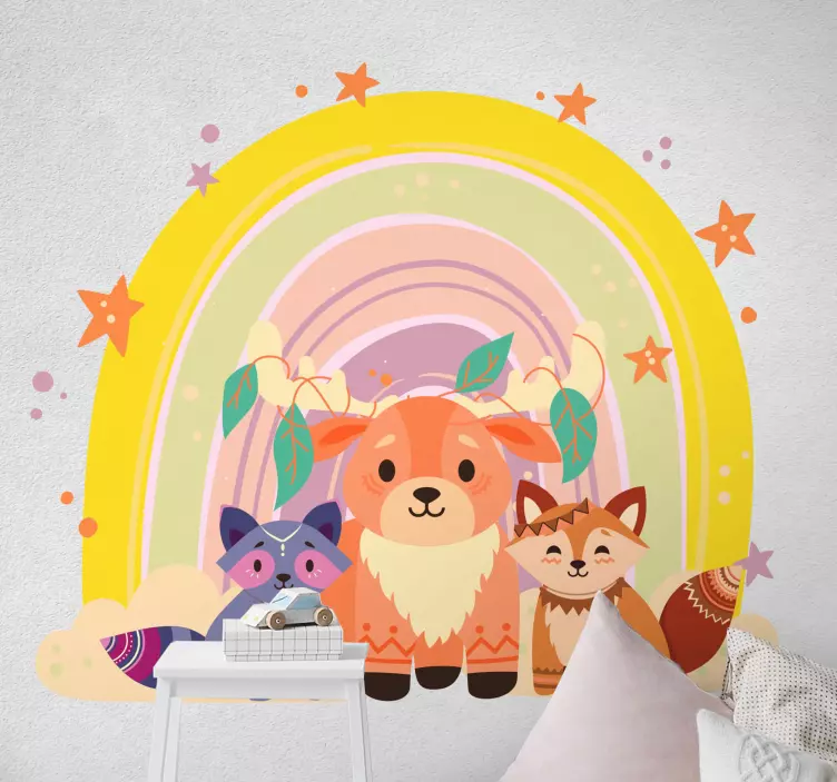 Intialaiset ketut ja sateenkaaret lisää tarroja eläimistä - Tenstickers