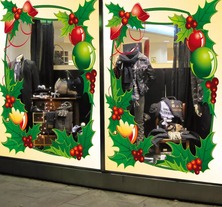 Kehys-seppele joulutarroja näyteikkunaan - Tenstickers